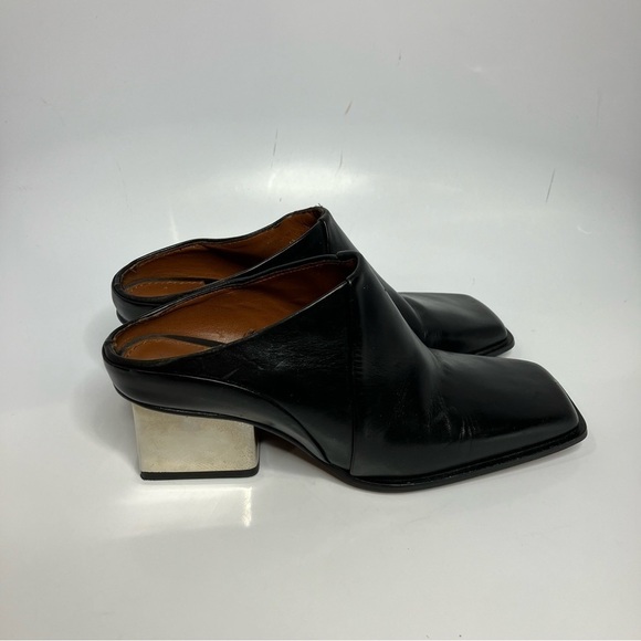 Zara square toe block heel mules black leather size 36 - Picture 6 of 10